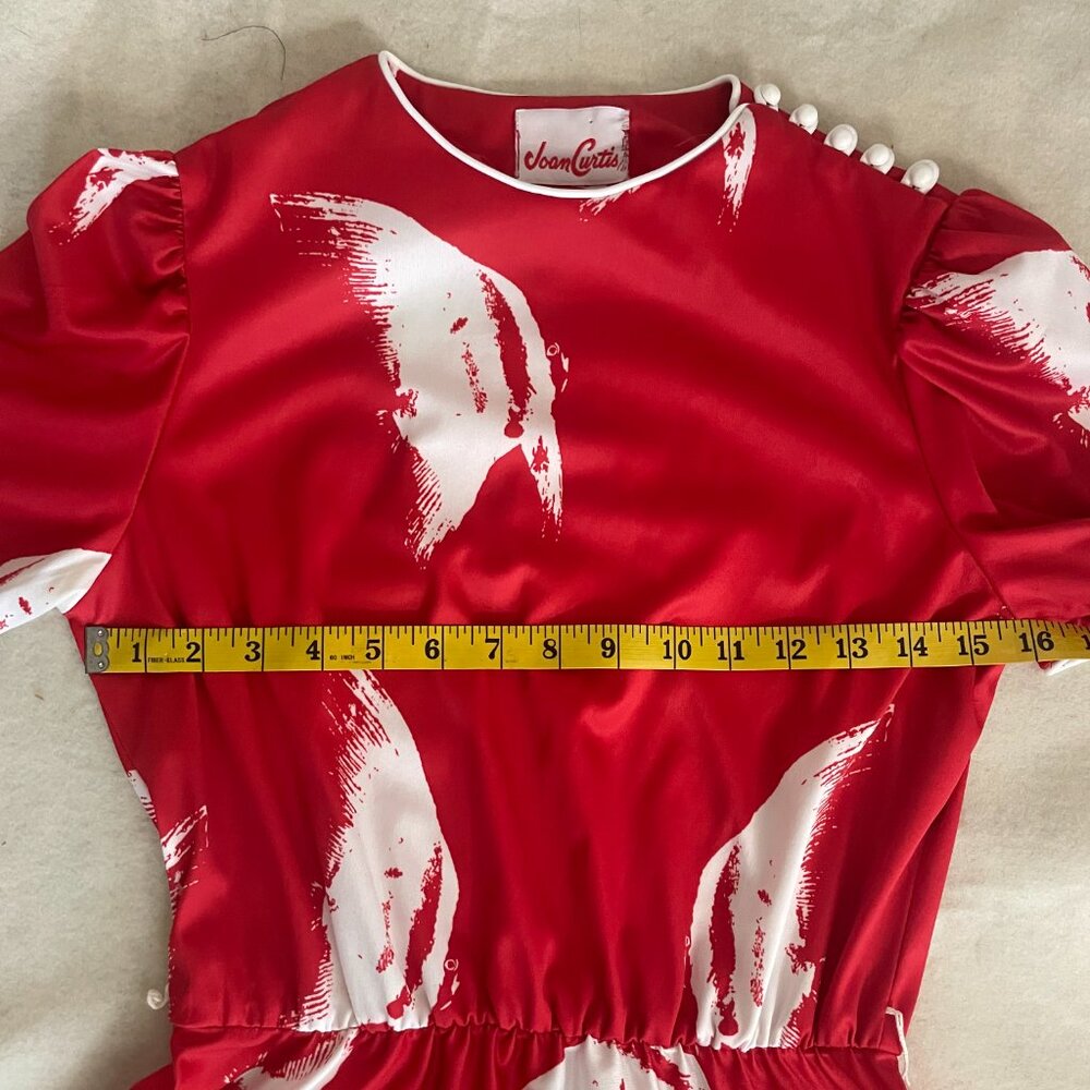 Vintage Joan Curtis red dress w/fish print, size 10 - Picture 5 of 9